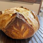 A loaf of bread made with the method taught in the Simple Stress-free Sourdough Seminar.